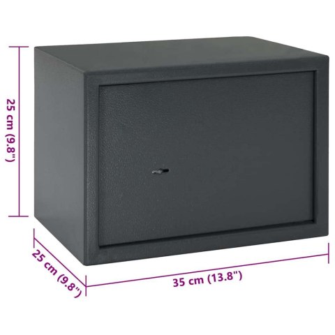 Sejf z zamkiem na klucz ciemnoszary 25x35x25 cm stalowy Lumarko!