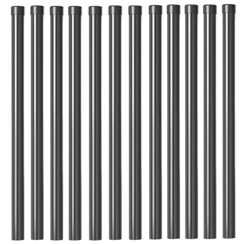 Słupki ogrodzeniowe 12 pcs Szary 80 cm Stal Malowana Proszkowo Lumarko!