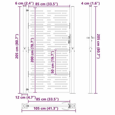 Brama ogrodowa, Bramka Ogrodowa 105x75 cm Corten Stal Kwadratowy Design Lumarko!