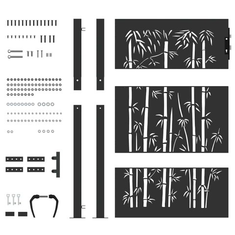 Brama ogrodowa, Bramka ogrodowa 105x75 cm z cortenu w designie bambusowym Lumarko!