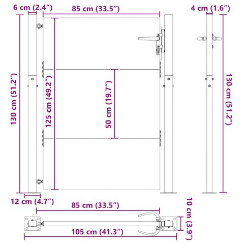Brama ogrodowa Czarny 105 x 125 cm Stal Malowana Proszkowo Lumarko!