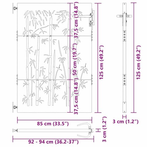 Bramka ogrodowa 85x75 cm Stal Corten z wzorem bambusa, Brama ogrodowa Lumarko!