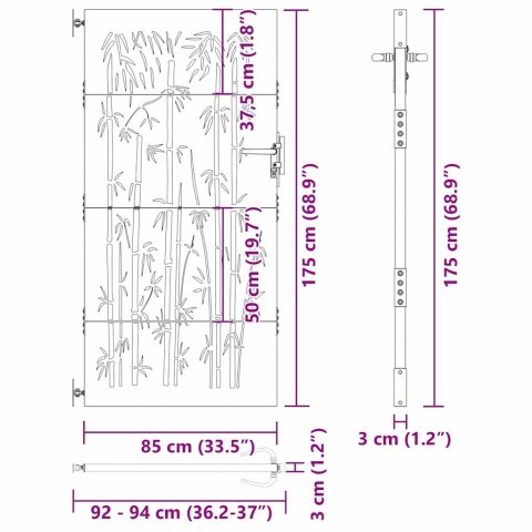 Bramka ogrodowa 85x75 cm Stal Corten z wzorem bambusa, Brama ogrodowa Lumarko!