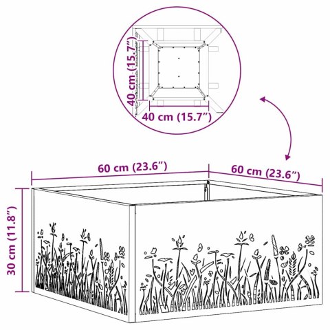 Ognisko Kwadratowe 60x60x30 cm ze Stali Zardzewiałej Lumarko!