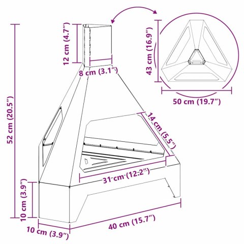 Kominek z kominami vidaXL 50x43x52 cm ze stali odpornej na warunki atmosferyczne Lumarko!