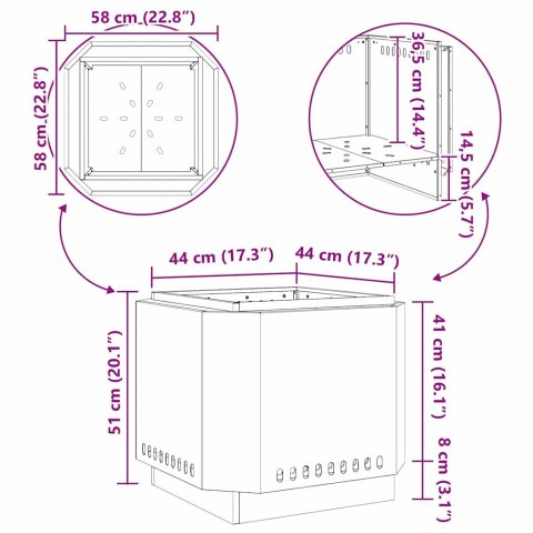 Bezdymny Ognisko Czarny 58x58x51 cm Stal Lumarko!