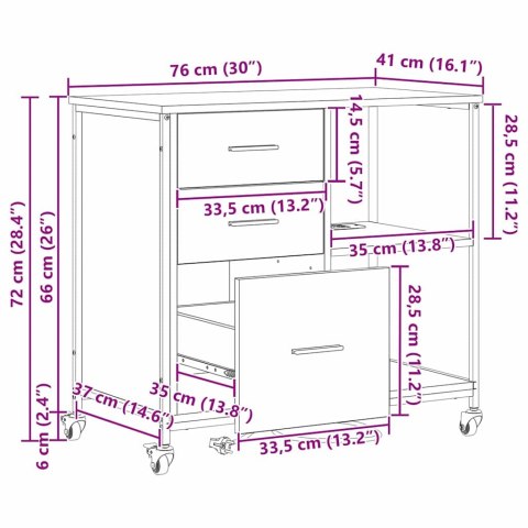 VidaXL Szafka z Stacją Ładowania 76 x 41 x 72 cm Drewno inżynieryjne