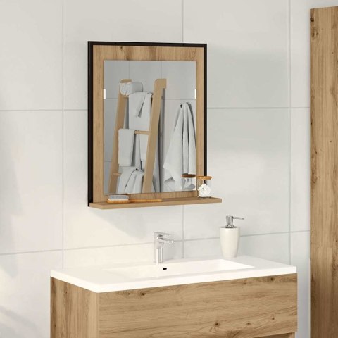 Lustro łazienkowe w kolorze dębu rzemieślniczego 50x12x60 cm z drewna inżynieryjnego Lumarko!