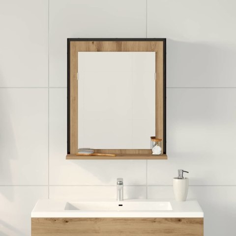 Lustro łazienkowe w kolorze dębu rzemieślniczego 50x12x60 cm z drewna inżynieryjnego Lumarko!