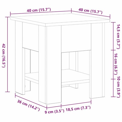 Stolik kawowy vidaXL Czarny Dąb 40x40x42 cm z drewna konstrukcyjnego Lumarko!