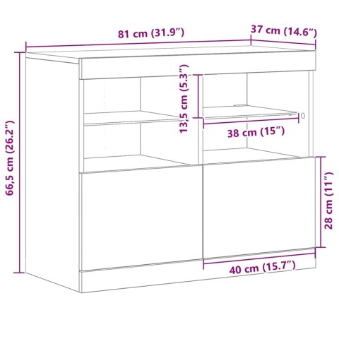 Szafka z lampkami LED Czarny dąb 81x37x67 cm Lumarko!