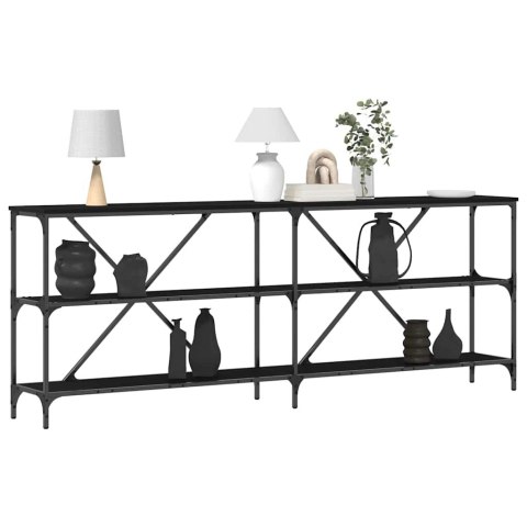 Stół Konsolowy vidaXL Czarny Dąb 200x30x75 cm Z Drewna Inżynieryjnego i Stali Lumarko!