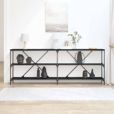 Stół Konsolowy vidaXL Czarny Dąb 200x30x75 cm Z Drewna Inżynieryjnego i Stali Lumarko!