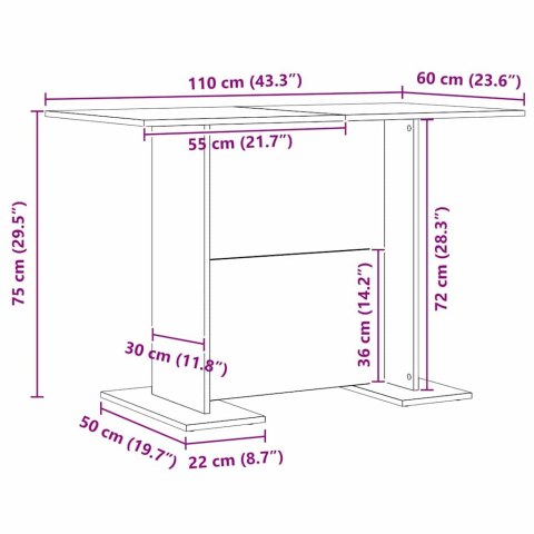 Stół jadalny vidaXL Stary Drewno 110x60x75 cm Z drewna inżynieryjnego Lumarko!