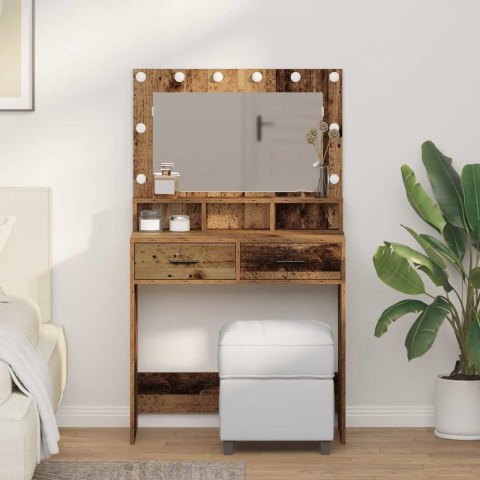 Toaletka vidaXL z oświetleniem LED w stylu starego drewna 79x41x135 cm Lumarko!
