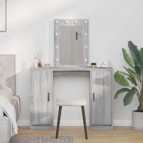 Toaletka vidaXL z oświetleniem LED w Szarym kolorze Sonoma - 102x33x135 cm Lumarko!