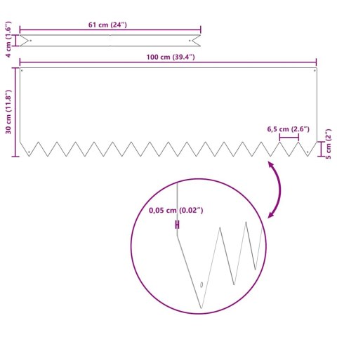 Obrzeża do trawnika - 20 sztuk, białe, 100x0,5x30 cm, stal Lumarko!