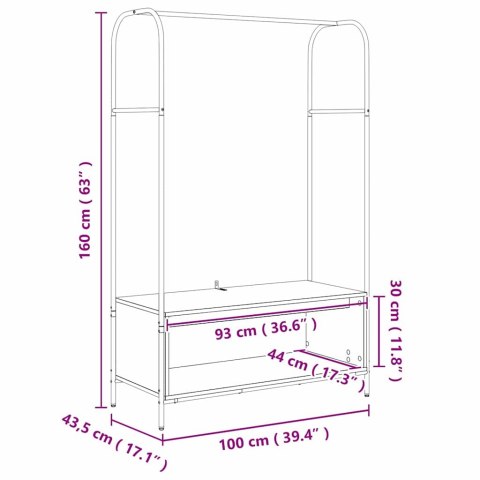 Stojak na ubrania z półkami dąb dymny 100x44x160 cm Lumarko!
