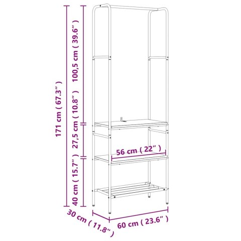 Wieszak na ubrania z półkami Czarny dąb 60 x 30 x 171 cm Lumarko!