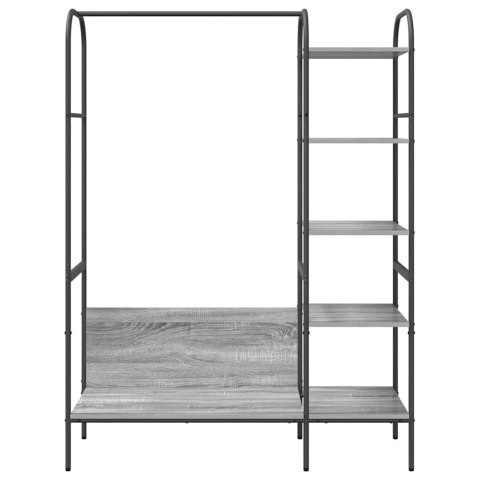 Wieszak na ubrania z półkami Szare sonoma 120x44x160 cm Drewno inżynieryjne Lumarko!