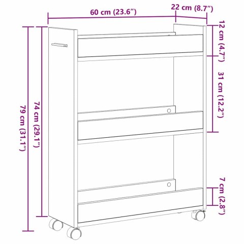 VidaXL Szafkowy 60 x 22 x 79 cm Dąb rzemieślniczy