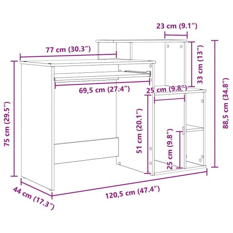 Biurko z przechowywaniem stare drewno 120.5x44x88.5 cm materiał drewnopochodny Lumarko!