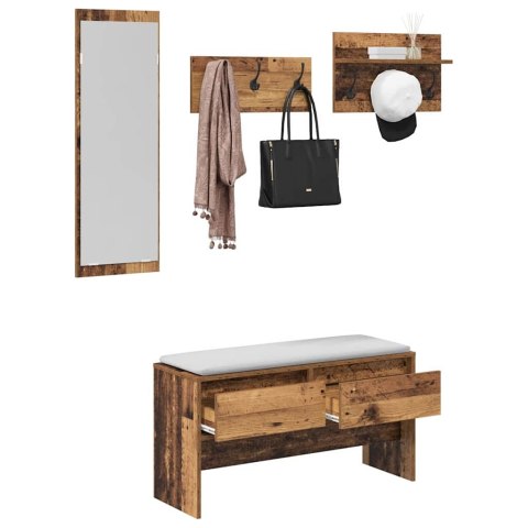 VidaXL Zestaw mebli do przedpokoju Stare drewno 90 x 31 x 46,5 cm