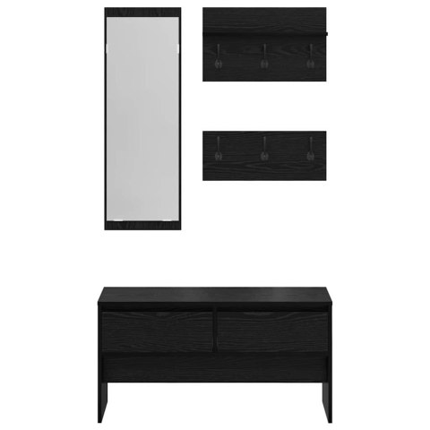 VidaXL Zestaw mebli do przedpokoju z szufladą z półką 4 pcs Czarny Dąb