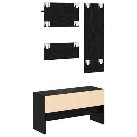 VidaXL Zestaw mebli do przedpokoju z szufladą z półką 4 pcs Czarny Dąb