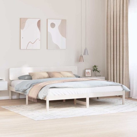 Łóżko z zagłówkiem Białe 180x200 cm z litego drewna sosnowego Lumarko!