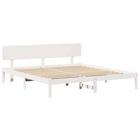 Łóżko z zagłówkiem Białe 180x200 cm z litego drewna sosnowego Lumarko!