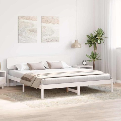 Łóżko z zagłówkiem Białe 180x200 cm z litego drewna sosnowego Lumarko!