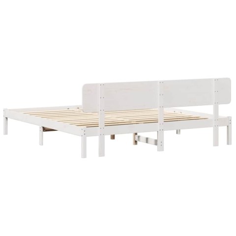 Łóżko z zagłówkiem Białe 180x200 cm z litego drewna sosnowego Lumarko!