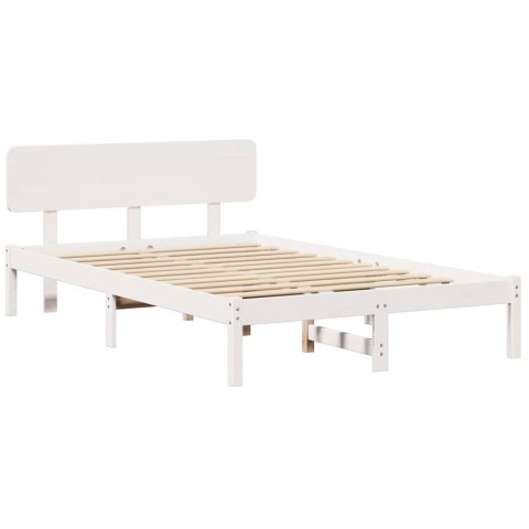 Rama łóżka z zagłówkiem, biała 140x190 cm, z litego drewna sosnowego Lumarko!
