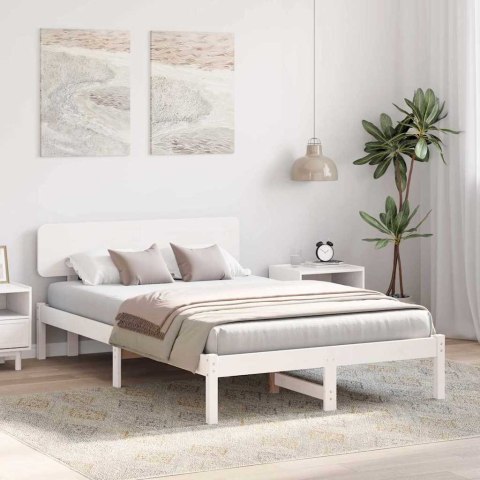 Rama łóżka z zagłówkiem, biała 140x190 cm, z litego drewna sosnowego Lumarko!
