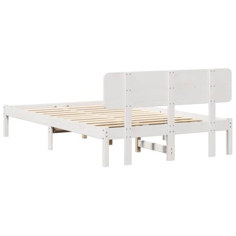 Rama łóżka z zagłówkiem, biała 140x190 cm, z litego drewna sosnowego Lumarko!