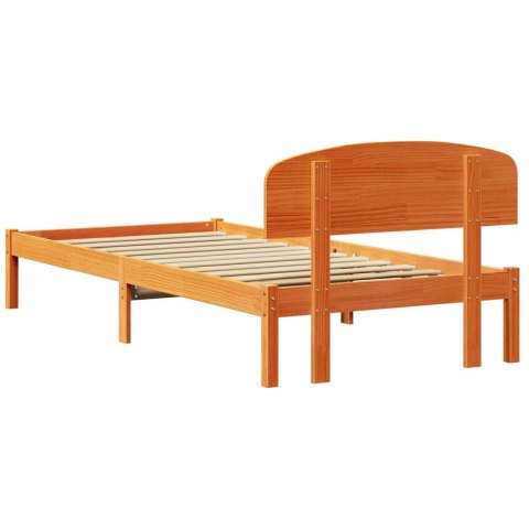 Rama łóżka z zagłówkiem w woskowanym brązie 90x200 cm z litego drewna sosnowego Lumarko!