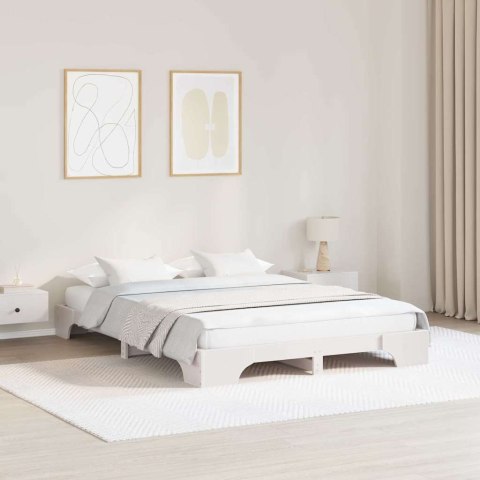 Ramka łóżka Biała 150x200 cm z litego drewna sosnowego Lumarko!