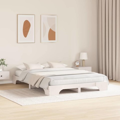 Ramka łóżka Biała 150x200 cm z litego drewna sosnowego Lumarko!