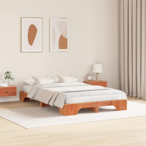 Łóżko Woskowany Brązowy 135x190 cm z Litego Drewna Sosnowego Lumarko!