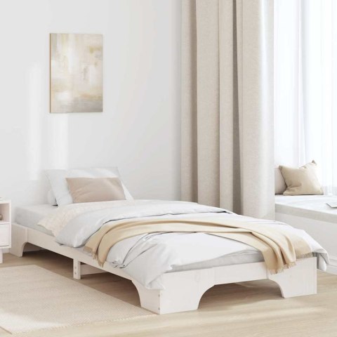 Ramka Łóżka Biała 100x200 cm z Litego Drewna Sosnowego Lumarko!