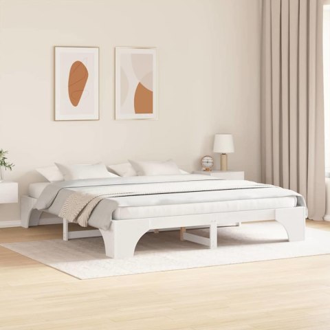 Ramka Łóżka Biała 200x200 cm z Litego Drewna Sosnowego Lumarko!