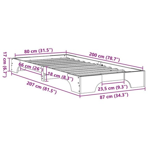 Ramka łóżka Wosk Brown 80x200 cm z litego drewna sosnowego Lumarko!