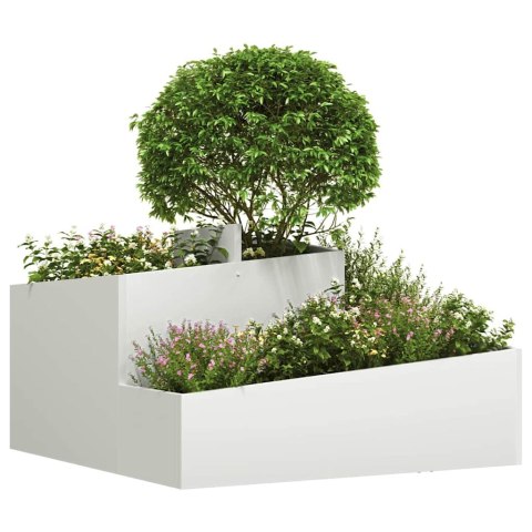 VidaXL Doniczka ogrodowa Biały 80 x 80 x 50 cm Stal zimnogięta