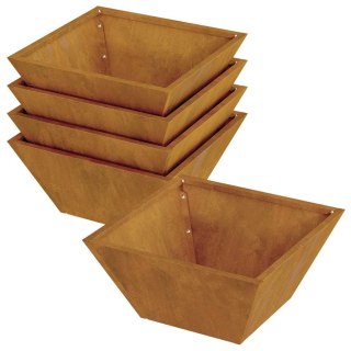 Zestaw 5 doniczek ogrodowych 35x35x15 cm z odpornej stali Lumarko!