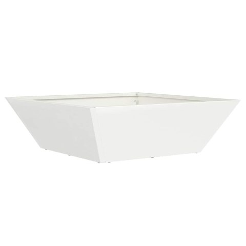 Biała okrągła doniczka do ogrodu, w rozmiarze 50x50x15 cm, wykonana ze stali. Lumarko!