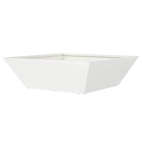 Biała okrągła doniczka do ogrodu, w rozmiarze 50x50x15 cm, wykonana ze stali. Lumarko!