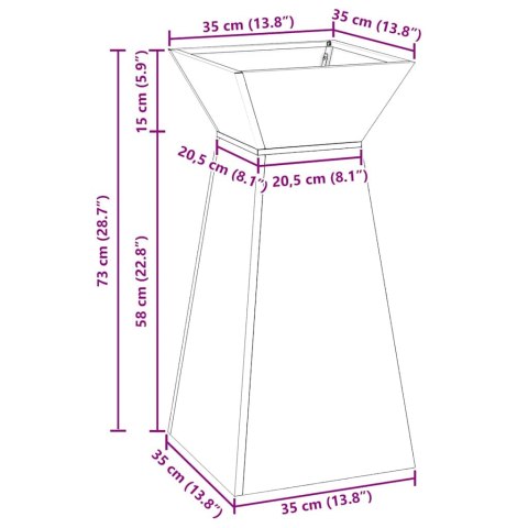 VidaXL Donica słupowa 2 szt. Srebrny 35 x 35 x 73 cm