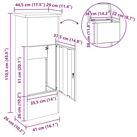Skrzynka na przesyłki Czarny 44,5 x 29 x 110,5 cm Lumarko!
