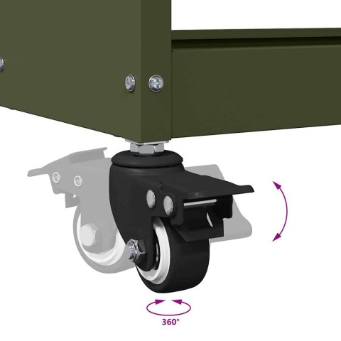 Wózek narzędziowy z półką z kołem oliwkowy 65 x 35 x 111 cm Lumarko!